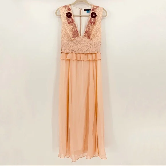 French Connection | Dresses | French Connection Peach Lace Embroidered Gown  8 | Poshmark